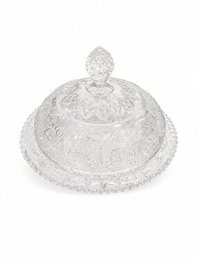 Domed Butter Cheese Dish Duncan Miller Sandwich Depression Clear Glass Vintage